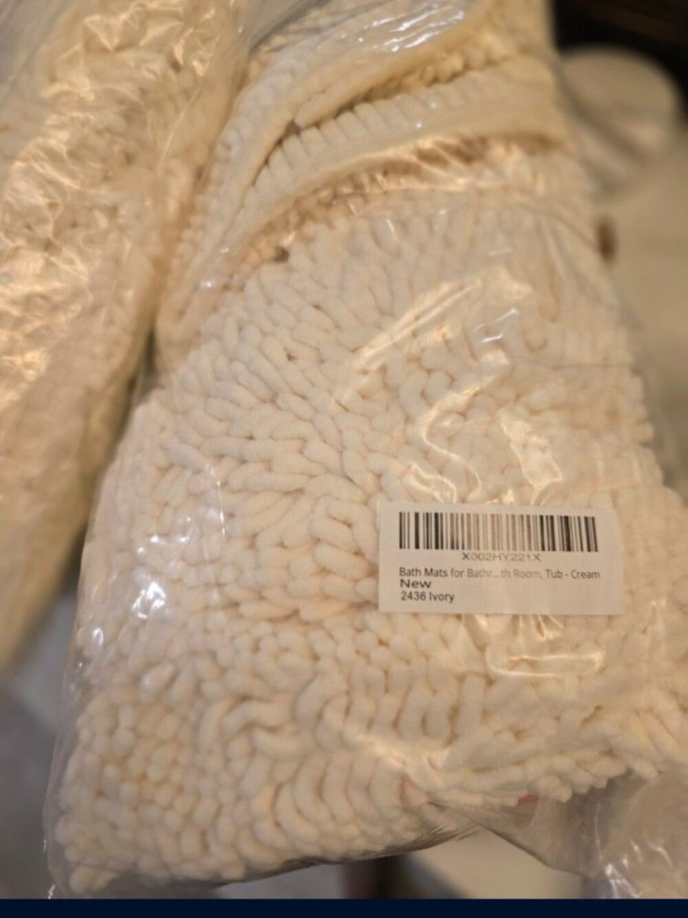 3 piece chenille noodle cream bath mat rug set
